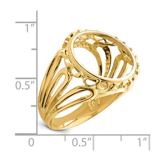 14k Yellow Gold Ladies Polished Wire Fancy 15.0mm Coin Bezel Ring - Fits US $1 Type 2