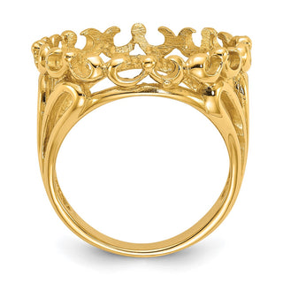 14k Yellow Gold Ladies Wire Fancy 17.8mm Prong Coin Bezel Ring 3896 - Fits US $2.50 Liberty and Other Coins