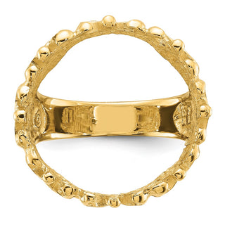 14k Yellow Gold Ladies Wire Fancy 17.8mm Prong Coin Bezel Ring 3896 - Fits US $2.50 Liberty and Other Coins