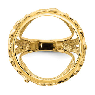 14k Yellow Gold Ladies' Polished Wire Fancy 21.6mm Coin Bezel Ring - Fits US $5 Bald Eagle, US $5 Congressional, US $5 Liberty, and Other Coins