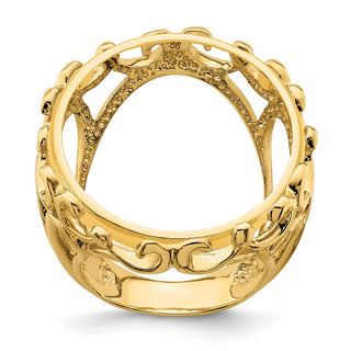 14k Yellow Gold Ladies' Polished Wire Fancy 21.6mm Coin Bezel Ring - Fits US $5 Bald Eagle, US $5 Congressional, US $5 Liberty, and Other Coins