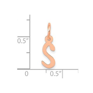 14k Rose Gold Slanted Block Initial S Charm