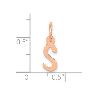 14k Rose Gold Slanted Block Initial S Charm