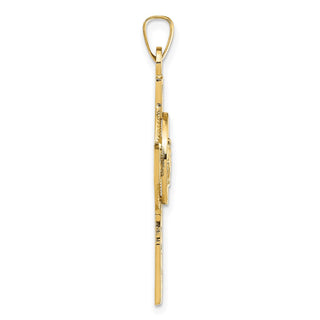 14k Yellow Gold Cross With Miraculous Medal Pendant