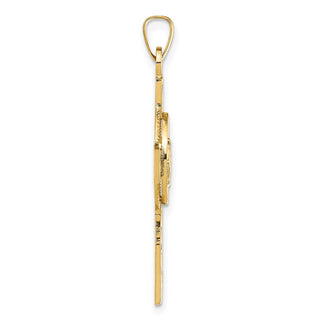 14k Yellow Gold Cross With Miraculous Medal Pendant