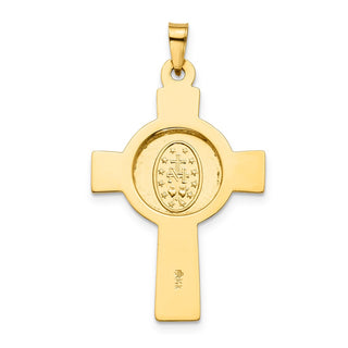 14k Yellow Gold Cross With Miraculous Medal Pendant