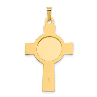 14k Yellow Gold Cross with St Anthony Medal Pendant