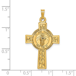 14k Yellow Gold Cross with St. Jude Medal Pendant