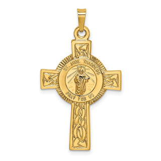 14k Yellow Gold Cross with St. Jude Medal Pendant