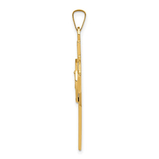 14k Yellow Gold Cross with St. Michael Medal Pendant