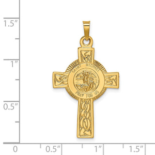 14k Yellow Gold Cross with St. Michael Medal Pendant
