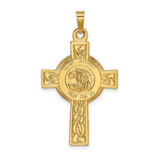 14k Yellow Gold Cross with St. Michael Medal Pendant