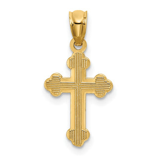 14k Yellow Gold Small Budded Cross Pendant