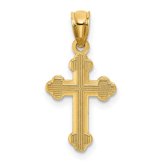 14k Yellow Gold Small Budded Cross Pendant