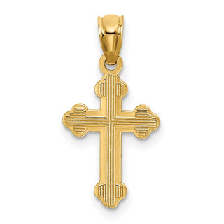 14k Yellow Gold Small Budded Cross Pendant