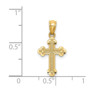 14k Yellow Gold Small Budded Cross Pendant
