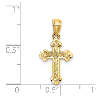 14k Yellow Gold Small Budded Cross Pendant