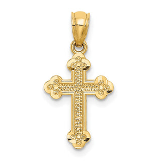 14k Yellow Gold Small Budded Cross Pendant