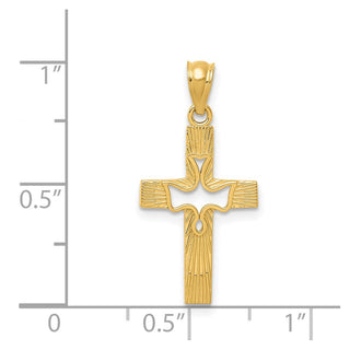 14k Yellow Gold Dove Cross Pendant REL122