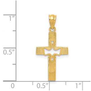 14k Yellow Gold Dove Cross Pendant REL122
