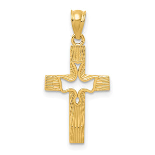 14k Yellow Gold Dove Cross Pendant REL122