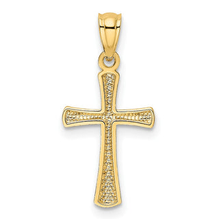 14k Yellow Gold Diamond-Cut Cross Pendant REL124