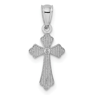 14k White Gold Budded Cross Pendant REL126