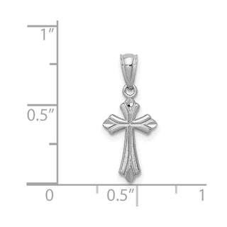 14k White Gold Budded Cross Pendant REL126
