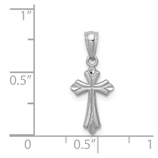 14k White Gold Budded Cross Pendant REL126