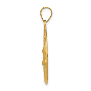 14k Yellow Gold Head Of Christ Medal Round Pendant