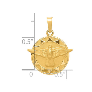 14k Yellow Gold Holy Spirit Medal Round Pendant