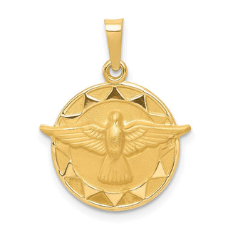 14k Yellow Gold Holy Spirit Medal Round Pendant