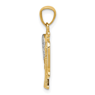 14k Yellow Gold and Rhodium Angel Pendant REL160