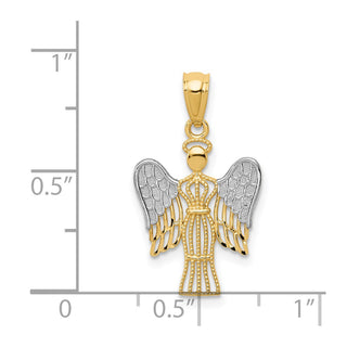 14k Yellow Gold and Rhodium Angel Pendant REL160