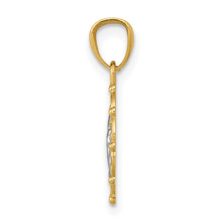 14k Yellow Gold And Rhodium Framed Cherub Pendant