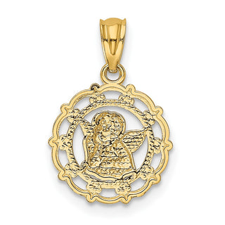14k Yellow Gold And Rhodium Framed Cherub Pendant