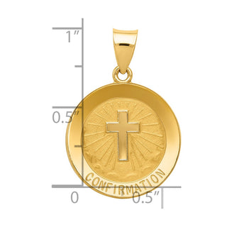 14k Yellow Gold Confirmation Medal Round Pendant