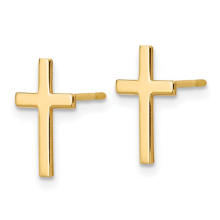 10k Yellow Gold 12.5mm Polished Cross Stud Earrings