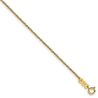 10" 14k Yellow Gold 1.1mm Ropa Chain Anklet