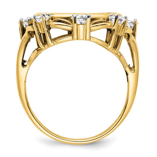 14k Yellow Gold w/ White Rhodium Ladies Fancy AA Diamond 14.0mm Coin Bezel Ring - Fits 1/20 oz Maple Leaf and Other Coins
