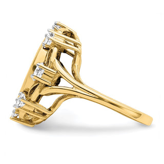 14k Yellow Gold w/ White Rhodium Ladies Fancy VS Diamond 14.0mm Coin Bezel Ring - Fits 1/20 oz Maple Leaf and Other Coins