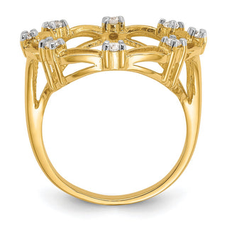14k Yellow Gold w/ White Rhodium Ladies Fancy AA Diamond 16.5mm Coin Bezel Ring - Fits 1/10 oz American Eagle and 1/10 oz Krugerrand