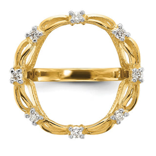 14k Yellow Gold w/ White Rhodium Ladies Fancy AA Diamond 16.5mm Coin Bezel Ring - Fits 1/10 oz American Eagle and 1/10 oz Krugerrand