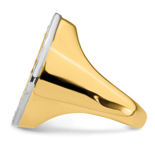 14k Men's Two-tone Polished A Diamond Octagonal 17.8 mm Coin Bezel Ring Size 10 - Fits US $2.50 Liberty and Other Coins