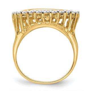 14k Gold w/ White Rhodium Polished Ladies Wire VS Diamond 14.0mm Coin Bezel Ring - Fits 1/20 oz Maple Leaf and Other Coins