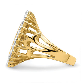 14k Gold w/ White Rhodium Polished Ladies Wire VS Diamond 14.0mm Coin Bezel Ring - Fits 1/20 oz Maple Leaf and Other Coins