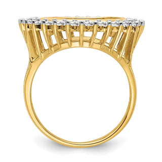 14k Gold Rhodium Ladies' Wire AA Diamond 15mm Coin Bezel Ring - Fits US $1 Type 2