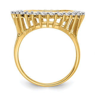 14k Gold w/ White Rhodium Polished Ladies Wire VS Diamond 15.0mm Coin Bezel Ring - Fits US $1 Type 2