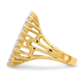 14k Gold w/ White Rhodium Polished Ladies Wire VS Diamond 15.0mm Coin Bezel Ring - Fits US $1 Type 2