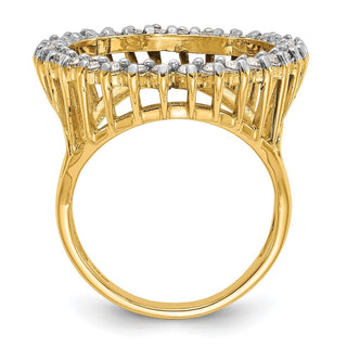 14k Gold w/ White Rhodium Polished Ladies Wire VS Diamond 16.5mm Coin Bezel Ring - Fits 1/10 oz American Eagle and 1/10 oz Krugerrand
